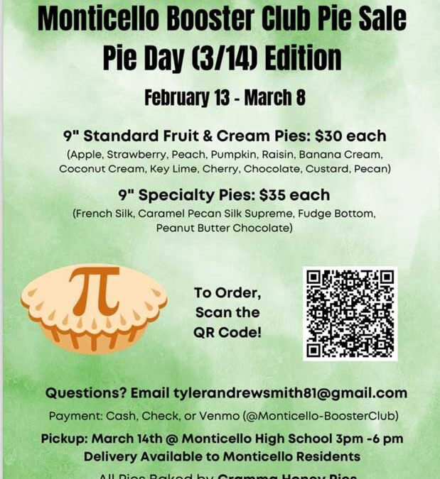 Monticello Booster Club Pi Day