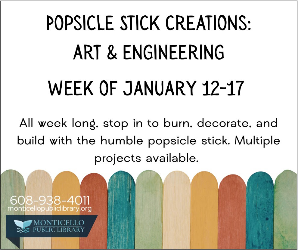 Popsicle Stick Creations @ Monticello Library | Monticello | Wisconsin | United States