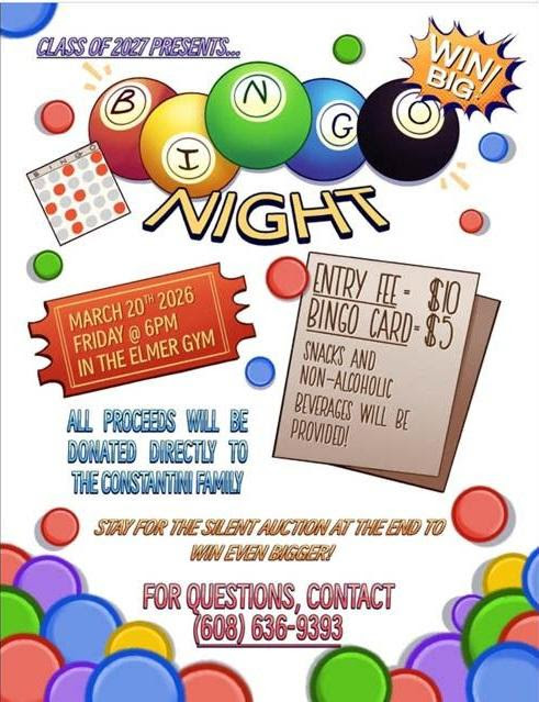 Class of 27 Bingo Night @ Elementary Gym | Monticello | Wisconsin | United States