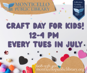 Craft Day for Kids @ Monticello Library | Monticello | Wisconsin | United States